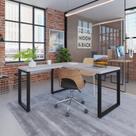 Escrivaninha Mesa Escritório em L Yon Operacional 135x70x75 135cm Industrial Branco E Preto