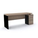 Escrivaninha Mesa Escritório Estação de Trabalho com Chave 164cm Noce Naturalle E Preto Escrivaninha Mesa Escritório Estação de Trabalho com Chave 164cm Noce Naturalle E Preto