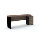 Escrivaninha Mesa Escritório Estação de Trabalho com Chave 164cm Walnut E Preto Escrivaninha Mesa Escritório Estação de Trabalho com Chave 164cm Walnut E Preto
