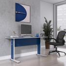 Escrivaninha Mesa Escritório Gerência MX150 Maxxi 150cm Cinza Azul Escrivaninha Mesa Escritório Gerência MX150 Maxxi 150cm Cinza Azul