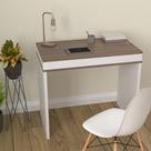 Escrivaninha Mesa Escritório Home Office Luma 2 Portas 85cm Espresso Móveis Ipê E Branca