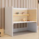 Escrivaninha Mesa Escritório Infantil e Juvenil Evolutiva wave Casatema 90cm MDF MadeiraOriginals Branco E Natural