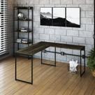 Escrivaninha Mesa Escritório L Estilo Dynamica 140cm Industrial Yescasa Carvalho Dark E Preto