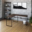 Escrivaninha Mesa Escritório L Estilo Dynamica 140cm Industrial Yescasa Nogal e Preto Marrom Escrivaninha Mesa Escritório L Estilo Dynamica 140cm Industrial Yescasa Nogal e Preto Marrom