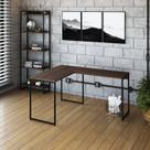 Escrivaninha Mesa Escritório L Estilo Dynamica 140cm Industrial Yescasa Nogal E Preto