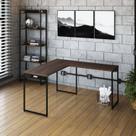 Escrivaninha Mesa Escritório L Estilo Dynamica 140cm Industrial Yescasa Nogal E Preto