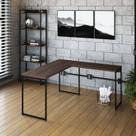 Escrivaninha Mesa Escritório L Estilo Dynamica 140cm Industrial Yescasa Nogal E Preto