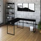 Escrivaninha Mesa Escritório L Estilo Dynamica 140cm Industrial Yescasa Preto Ônix e Preto Escrivaninha Mesa Escritório L Estilo Dynamica 140cm Industrial Yescasa Preto Ônix e Preto