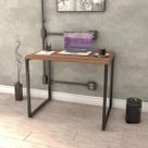 Escrivaninha Mesa Escritório Office Estilo Kuadra 90cm Industrial Nogal