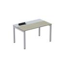 Escrivaninha Mesa Escritório Plataforma para 1 Pessoa com Caixa de Tomada PSC 120cm Industrial Nogueira Casablanca E Cinza