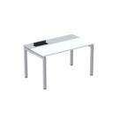 Escrivaninha Mesa Escritório Plataforma para 1 Pessoa com Caixa de Tomada PSC 130cm Industrial Branco E Cinza