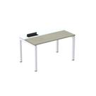 Escrivaninha Mesa Escritório Plataforma para 1 Pessoa com Caixa de Tomada PSC 140cm Industrial Nogueira Casablanca E Branco