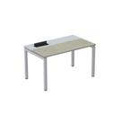 Escrivaninha Mesa Escritório Plataforma para 1 Pessoa com Caixa de Tomada PSC 160cm Industrial Nogueira Casablanca E Cinza