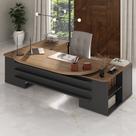 Escrivaninha Mesa Escritório Presidente Tamburato com e e Design em U 4 Gavetas 2 Portas 258,2cm Nogal E Preto Escrivaninha Mesa Escritório Presidente Tamburato com e e Design em U 4 Gavetas 2 Portas 258,2cm Nogal E Preto
