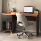Escrivaninha Mesa Escritório Retrô com Sky para Home Office 2 Gavetas 135cm Freijó E Preto Escrivaninha Mesa Escritório Retrô com Sky para Home Office 2 Gavetas 135cm Freijó E Preto