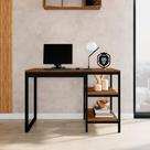 Escrivaninha Mesa Escritório Slim 2 Prateleiras 130cm Industrial Espresso Móveis Preto e Canela Rústico Marrom Escrivaninha Mesa Escritório Slim 2 Prateleiras 130cm Industrial Espresso Móveis Preto e Canela Rústico Marrom
