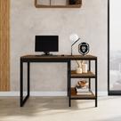Escrivaninha Mesa Escritório Slim 2 Prateleiras 130cm Industrial Espresso Móveis Preto E Canela Rústico