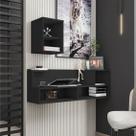 Escrivaninha Mesa Escritório Suspensa TOK Glamour 135cm Preto Fosco