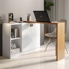 Escrivaninha Mesa Escritório Versa Home 2 Portas 112cm Branco E Freijó