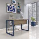 Escrivaninha Mesa Escritório X 150cm Industrial Noce Naturalle E Azul Delrei Escrivaninha Mesa Escritório X 150cm Industrial Noce Naturalle E Azul Delrei