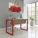 Escrivaninha Mesa Escritório X 150cm Industrial Noce Naturalle E Vermelho Escrivaninha Mesa Escritório X 150cm Industrial Noce Naturalle E Vermelho