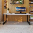Escrivaninha Mesa Escritório Yon Presidente 190x70x75 190cm Industrial Branco