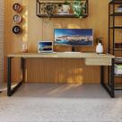 Escrivaninha Mesa Escritório Yon Presidente com 190x70x75 1 Gaveta 190cm Industrial Vermont