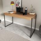 Escrivaninha Mesa Para Computador Home Office 136 cm 1 Gaveta Escritório Marrom Amêndoa e Preto