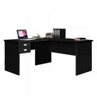 Escrivaninha / Mesa Para Computador Modelo Em L TAUR 2 Gavetas Sendo 1 com Chave Com Puxadores Cromados Cor Preto Escrivaninha / Mesa Para Computador Modelo Em L TAUR 2 Gavetas Sendo 1 com Chave Com Puxadores Cromados Cor Preto