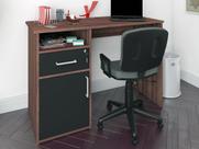 Escrivaninha Mesa para Escritório 1 Porta 1 Gaveta Mobile Hall Ipê/Preto Artany
