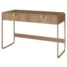 Escrivaninha Orgânica Luna Artesano 125 cm (larg) em MDP Hanover Duas Gavetas Base Metal Dourado