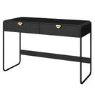 Escrivaninha Orgânica Luna Artesano 125 cm (larg) em MDP Nero Duas Gavetas Base Metal Preto