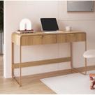 Escrivaninha Orgânica Pé Metal Luna 2 Gavetas 125cm Hanover E Dourado
