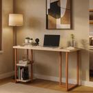 Escrivaninha Para Quarto Home Office Tampo MDF Mali 120cm Com Prateleira Pé de Ferro Estilo Industrial