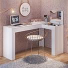 Escrivaninha Penteadeira Camarim De Canto Com Espelho Jade Branco Fosco Liso - Mabe Magazine