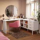 Escrivaninha Penteadeira De Canto 3 Gavetas Madesa Branco Escrivaninha Penteadeira De Canto 3 Gavetas Madesa Branco