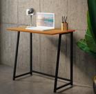 escrivaninha pequena para notebook com pes de ferro para quarto canela com preto 80cm largura
