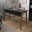 Escrivaninha Pés Em Madeira Maciça 125cm 1 Gaveta - Preto Acetinado Escrivaninha Pés Em Madeira Maciça 125cm 1 Gaveta - Preto Acetinado