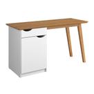 Escrivaninha PR Estilo Retrô Moderno Cor Branco / Cumaru