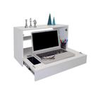 Escrivaninha Suspensa Bancada Compacta Com Gaveta Mesa Para Notebook Branco Laca