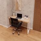 Escrivaninha X Escritório Home Office 135cm Industrial Pés em Metal Executive Macadâmia E Branco