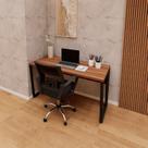 Escrivaninha X Escritório Home Office 135cm Industrial Pés em Metal Executive Nogal E Preto