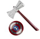 Escudo Capitão América 30x30 Alumínio + Martelo Trovão Thor Escudo Capitão América 30x30 Alumínio + Martelo Trovão Thor