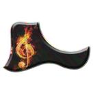 Escudo De Violão Resinado Relevo Holográfico Nota Em Chamas EVH028
