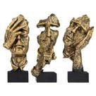 Escultura aboxoo Thinker Statue Silence é resina dourada de 20 cm