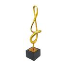 Escultura Abstrata Curvas Sonoras Resina Dourada Luxo