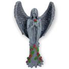 Escultura Anjo Negro fêmea 25 cm cor cimento claro em resina