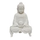 Escultura Buda Levitando Branco em Po de Marmore 25cm Escultura Buda Levitando Branco em Po de Marmore 25cm