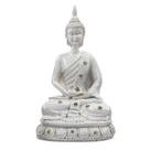 Escultura Buda Meditando 13 cm em Resina Branco