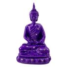 Escultura Buda Meditando 13 cm Roxo em Resina
